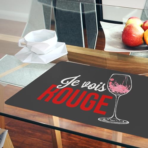 Sets de table souples en liège noir humour vin grand format pour repas convivial - 6