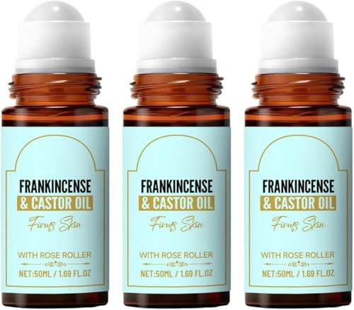 Roll-on encens et huile de ricin au quartz rose pour soin visage et cou