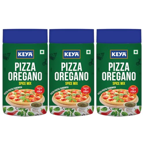 Image of Keya Italian Pizza Oregano | Pizza Oregano Spice Mix|Healthy Italian Seasoning|Multipurpose Seasoning| 100% Natural|Vegan| Zero Preservatives, Artifical Colours & Flavours |No MSG | Marinade Mix, Dip Mix, Sprinkler |Perfect for Pizza, Pasta, Garlic Bread, Sweet Corn, Makhana| 70g | Pack of 3