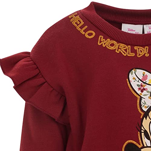 Image of Disney Minnie Mouse Baby Girls Fleece Sweatshirt and Leggings Outfit Set Infant to Big Kid | Pullover Sweatshirt, Fitted Leggings, Elastic Waistband