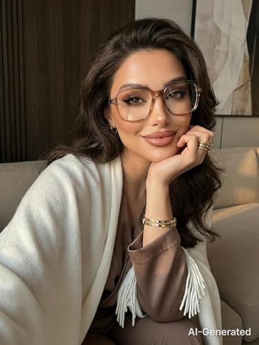 Image of VISOONE Oversized Blue Light Blocking Glasses with Chic Square TR90 Frame and Metal Temple for Women Men Ryan