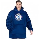 Chelsea Couverture à capuche grande taille pour adulte   Doublée en polaire sherpa Cadeau officiel de football   bleu   XL XXXL