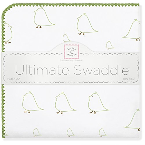 SwaddleDesigns Ultimate Winter Swaddle, X-Large Receiving Blanket, Made in USA, Premium Cotton Flannel, Kiwi Mama and Baby Chickies (Mom's Choice Award Winner)