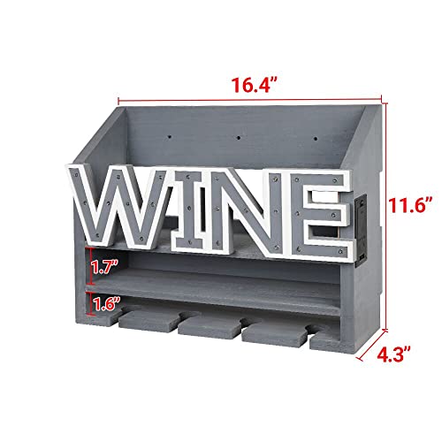 Shikha Led Wooden Wall Mounted Wine Rack And Glass Holder –Rustic Wine Bottle & Glass Holder & Wine Cork Storage Modern Home Decor 5 Bottle And 4 Glass Holder #TOP5