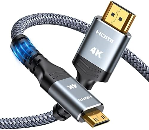 Mini HDMI to HDMI Cable 10FT, Highwings (4K 60Hz) High Speed HDMI to Mini HDMI Male Bi-Directional 2.0 Cord, for HDTV, Tablet, Camera and Camcorder [Aluminum Shell, Nylon Braided]