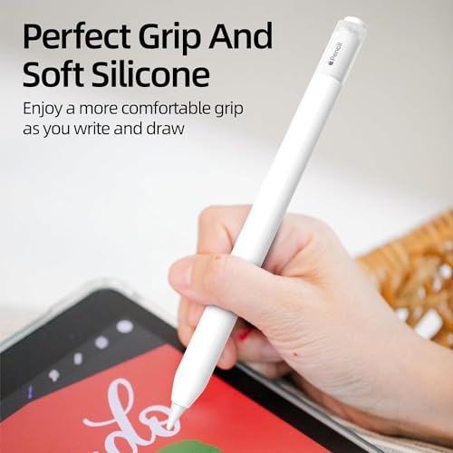 Image of Pencil Case for Apple Pencil (USB-C) 3rd Generation Silicone Protective Cover Sleeve Supports Magnetic Attachment 3rd Gen (White)