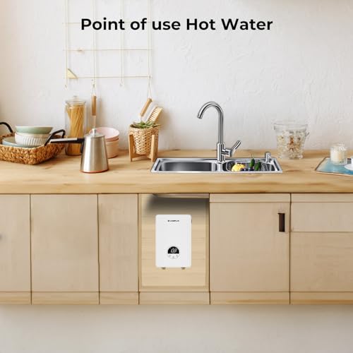 CAMPLUX Tankless Water Heater Electric 6kW at 240 Volts, Point of Use Instant Hot Water Heater CSA Approved with Temperature Display, Under Sink Self Modulating Technology, White by CAMPLUX ENJOY OUTDOOR LIFE - Used condition - Image 6