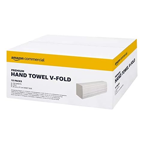 AmazonCommercial Interfold V-Falz Papierhandtücher, 21* 24 cm - 2 lagig -15 Packungen, 3150 Blatt Cover