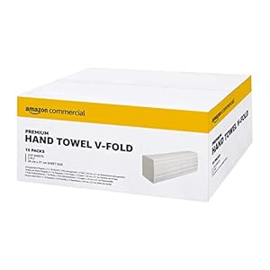 Amazon Commercial V-Fold 2-Ply Paper Hand Towels made from 100% Pure Cellulose, 210 Sheets per Box, 15-Pack