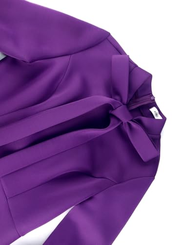 AOMEI Women's Bowtie Neck Lantern Sleeve High Waist A-Line Long Dress4