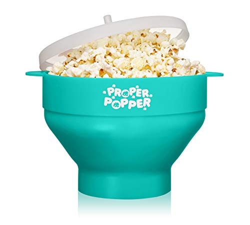 Image of The Original Proper Popper Microwave Popcorn Popper, Silicone Popcorn Maker, Collapsible Bowl BPA Free & Dishwasher Safe - (Aqua)