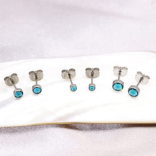 Girls Earrings Hypoallergenic Nickel Free Titanium Women's Stud Earrings Dainty 3Mm Tiny Small Sterling Silver Earrings For Kids Sensitive Ears Valentine’s Day Birthday Gift #TOP3