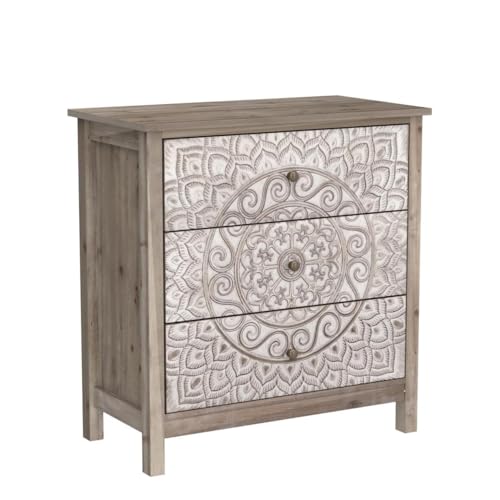 PHI VILLA Accent Cabinet with Drawers - Chest of Drawers Farmhouse Rustic Cabinet with 3 Drawers Entryway Storage Chest, Dresser - Thumbnail 5
