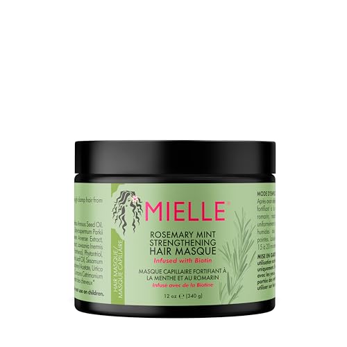 Mielle Rosemary Mint Strengthening Hair Mask for Damaged Hair - Deep Conditioning Treatment Enriched with Biotin, Honey & Coconut Oil - Helps Encourage Longer, Healthier Strands, 340 ml (Pack of 1)