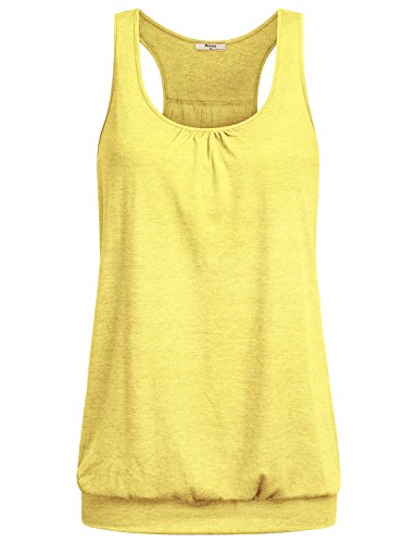 Miusey Yoga Tops For Women Loose Fit Womens Sleeveless Round Neck Loose Fit Racerback Workout Clothes Exercise Tank Tops For Leggings (Medium, Yellow) #TOP26