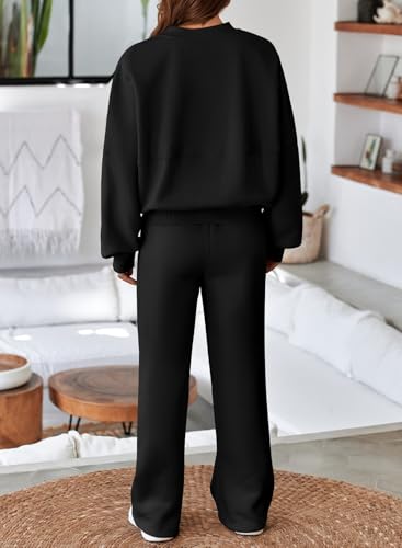 Aleumdr Women's 2 Piece Outfits Oversized Fleece Sweatsuit Zip Up Long Sleeve Sweatshirt with Wide Leg Sweatpants3