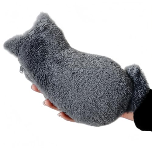 IN Chenthy Kawaii Pencil Case - Cute Cat Pencil Pouch- Soft Plush Animal Pencil Case & Multi-Use Cosmetic Bag for Travel - Lightweight Aesthetic Stationery Organizer. Grey