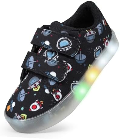 YESKIS Boys Girls Light Up Shoes Vivaki LED Canvas Cartoon Casual...