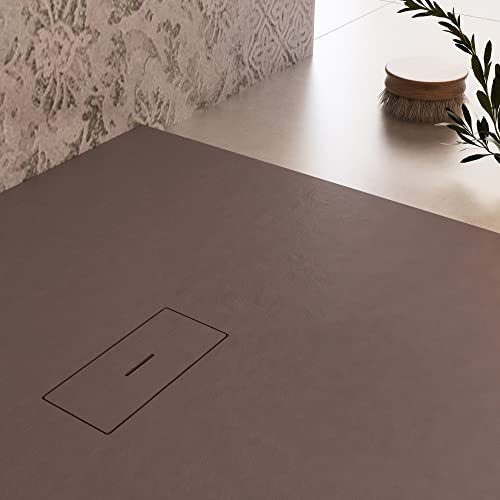 Olimpo Docce - Piatto Doccia In Marmoresina Marrone Effetto Pietra Cemento Maka - 100X160 - 3