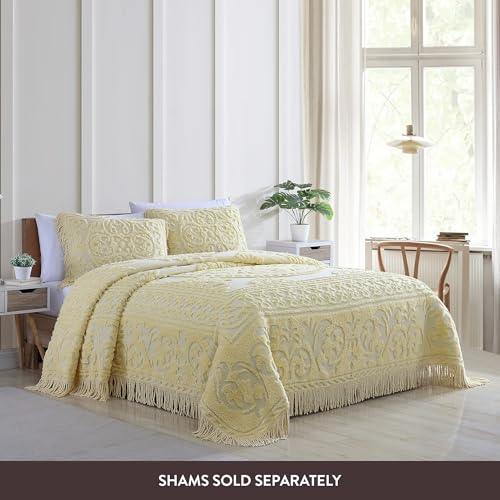 Image of Beatrice Home Fashions Medallion Twin Cotton Chenille Bedspread, Yellow