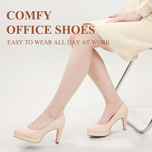Ankis Women's Pumps - Womens Comfy Close Toe Heels - 3.15in Black Dress Shoes for Women - Comfortable Work Heels for Women - Black Heels, Nude Heels, White Heels,Gold Heels, Silver Heels for Women3