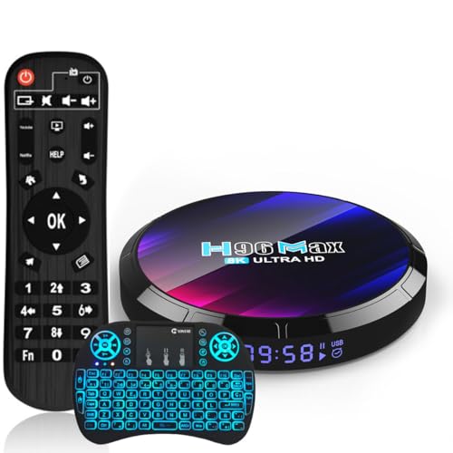 CHROX Android 12.0 TV Box, 4GB RAM 64GB ROM RK3528 Quad-Core 64-bit Cortex-A53, Wifi6 BT 5.0+ Incorporado 2.4Ghz/5.0Ghz, H.265/3D/8K Ultra HD/HDMI 2.0 con Mini Teclado Inalámbrico,2gb+16gb