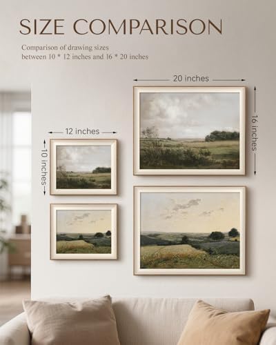 VIYYIEA Vintage Landscape Framed Wall Art 2 Set, Nature Wilderness Scenery Paintings Decor Aesthetic, 10x12 Inch Canvas Print Artwork Home Decor, Retro Farmhouse Wall Pictures for Bedroom Living Room