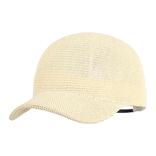Image of Aisi Summer Unisex Paper Straw Baseball Cap Stylish Beach Cap Woven Visor Sunhat Travel Outdoor Sports Cap Beige