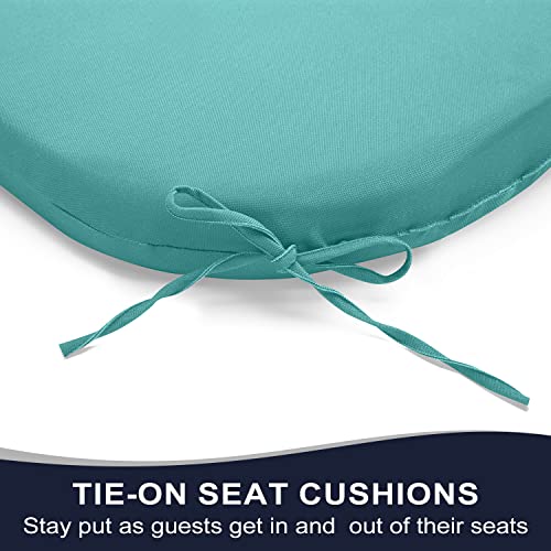 Basic Beyond Outdoor Chair Cushions For Patio Furniture - Round Corner Outdoor Chair Cushions Set Of 4, Waterproof Seat Cushions With Ties, 17"X16"X2", Teal #TOP3