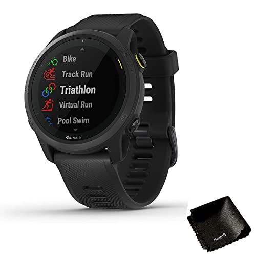 Forerunner 745, 010-02445-00 GPS Running Watch, Detailed Training Stats and On-Device Workouts, Essential Smartwatch Functions, Black, Bundled with HogoR Lens Cleaning Cloth