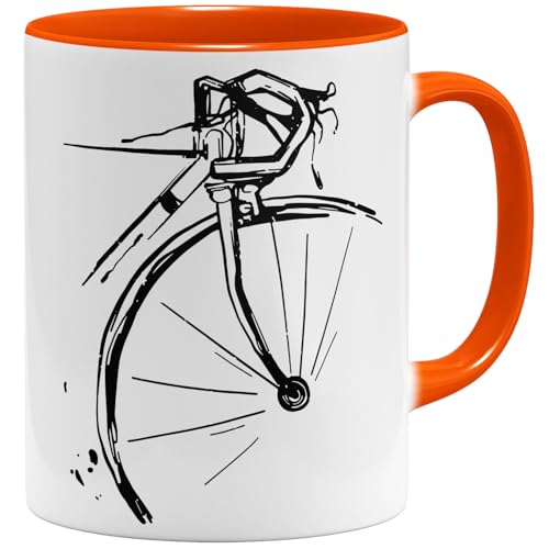 OM3® Tasse de vélo rétro | Tasse en céramique | 325 ml | Fun Bicycle Bicycle | Orange