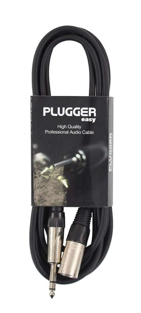 Plugger Male 3b Jack Black 3m XLR Stereo Cable, 3 meters - Image 2