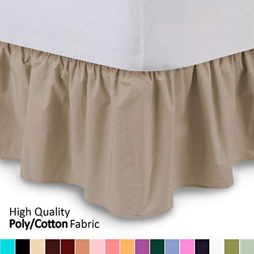 ShopBedding Ruffled Bed Skirt (Queen, Camel) 14 Inch Drop Dust Ruffle with Platform