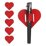 uxcell 6 Pcs Heart Pen Loop Holder for Notebook, Self Adhesive Pen Holder PU Leather Pencil Elastic Loop Designed for Tablet, Journals Clipboards Notebooks(Red, Style1)