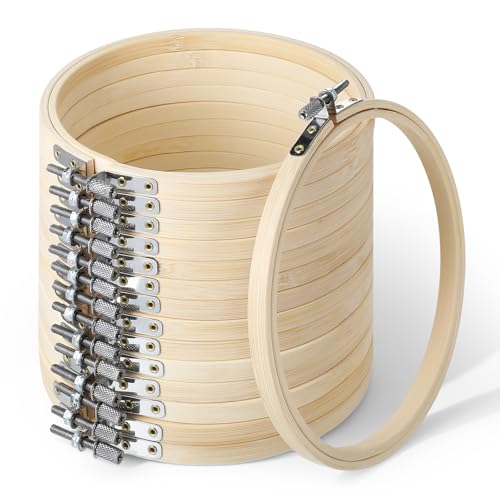 20 Pieces 6 Inch Round Embroidery Hoops Bulk Bamboo Frame Circle Cross Stitch Hoop Ring for Embroidery Art Craft Sewing