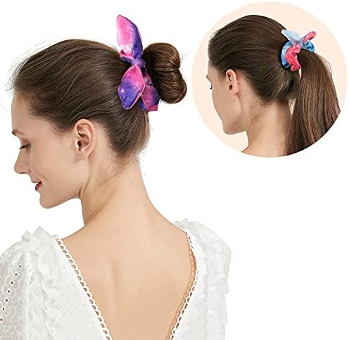 Scrunchies for Women Girls, Funtopia 12 Pcs Bow Scrunchies Bunny Ear Hair Scrunchies, Tie Dye Scrunchy Colorful Hair Ties Ponytail Holders Hair Accessories