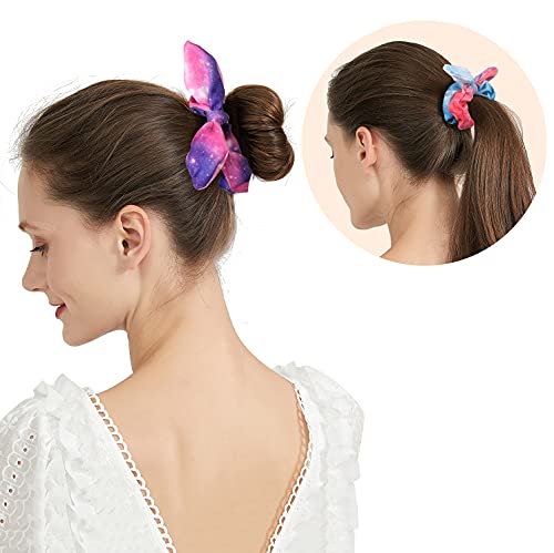 Bow Scrunchies For Hair, Funtopia 12 Pcs Cute Rabbit Bunny Ear Scrunchies, Fashion Colorful Tie Dye Scrunchy Hair Ties Bowknot Ponytail Holders For Women Girls Kids #TOP3