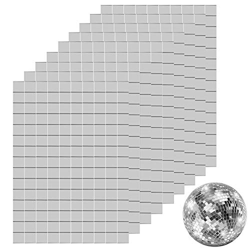 Ruisita Self-Adhesive Mini Square Glass Mirrors Mosaic Tiles Mirror Mosaic Stickers for DIY Craft Decoration, 1 x 1 cm (900)