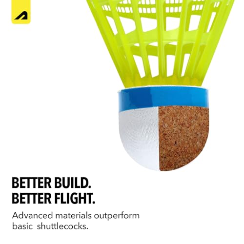 Image of Boldfit Badminton Shuttlecock Set 3pcs High Durability Badminton Nylon Shuttle with Natural Wood Cork Base Ideal for Daily Practice for Beginners & Players Rally 200 Yellow (Pack of 3)