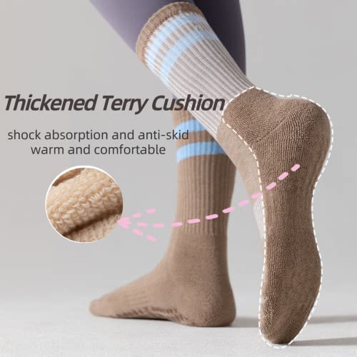Pilates Socks With Grips For Women Non Slip With Terry Cushion Barre Socks Yoga Socks With Grips For Women #TOP3