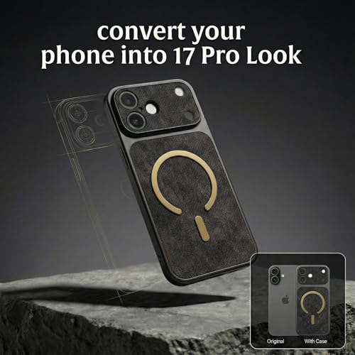 Image of amazon basics Converter Case for iPhone 17 | Premium Protective Mag-Safe Cover | iPhone 17 Pro Series Style Design | in Built Camera Guard | Wireless Charging Compatible - Black