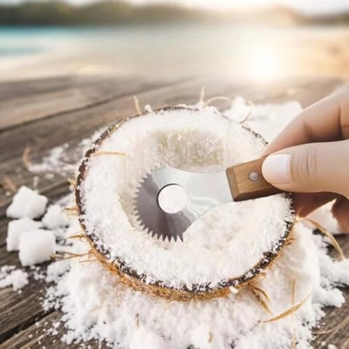 Ustensile pour noix de coco et desserts faits maison avec manche en bois