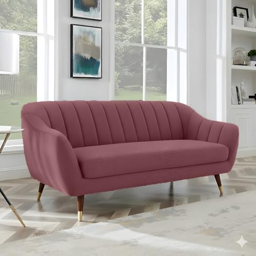 Image of AMATA Marino3 Seater Mauve Colour Suede Velvet Fabric Sofa Set with Two Cushions Perfect for Home Office Guests Living Room (01 Move, 3 Seater)(3 Year Warranty)