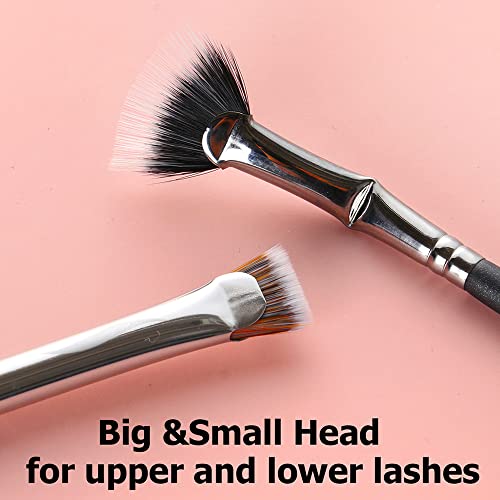 Gootrades 2 Pcs Mascara Fan Brush, Lash Wand Brush Fan For Natural Lifted Effects And Enhance Lower Lashes,Synthetic Fibre Smooth Application No Smearing Clumping, Easy To Use Mascara On Lash Line #TOP4