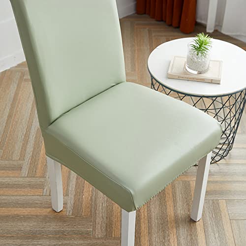 Zhiyuan Dining Room Chair Slipcover Waterproof And Oilproof Stretch Pu Leather Chair Cover Set Of 6, Light Green #TOP1