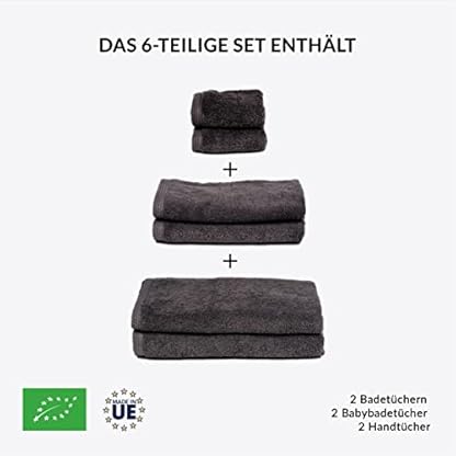 ⭐ Handtuch Set - Grau - Badetuch Set aus 100% BIO-Baumwolle 500gr - (6-Teilig) 2 Badetüchern 70x140 - 2 Handtücher 50x80… – Bild 3