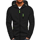 SHVE SHENDY VENDY Sudadera con Capucha para Hombre Casual con Bolsillos Cierre Sudadera Hoodie para Deporte Negro Grande