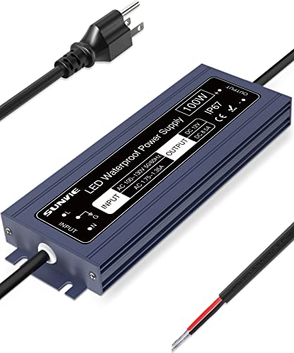 Sunvie Led Driver 12V Led Power Supply 100W Constant Voltage Led Driver Waterproof 120V To 12V Transformer 12 Volt Led Driver For Strip Lights Indoor/Outdoor Light And Any 12V Dc Devices #TOP10