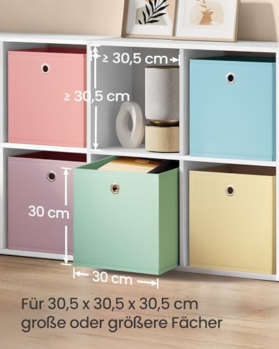 SONGMICS Aufbewahrungsbox, 6er Set, Ordnungsboxen, Faltbox, 30 x 30 x 30 cm, Stoffbox, für Würfelregal, Organizer bunt, Aufbewahrungskorb, für Schlafzimmer, Wohnzimmer RFB230X01