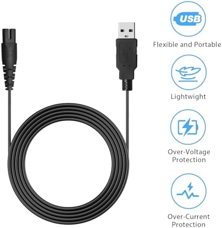 for COSLUS Water Flosser Charger, Replacement Power Cord for Aquasonic, Nicwell, Nicefeel, Hangsun, MOSPRO, Oralfree, Tovendor, Initio, McNaval, Zerhunt and Cremax Oral Irrigator Water Flosser, Black - 2